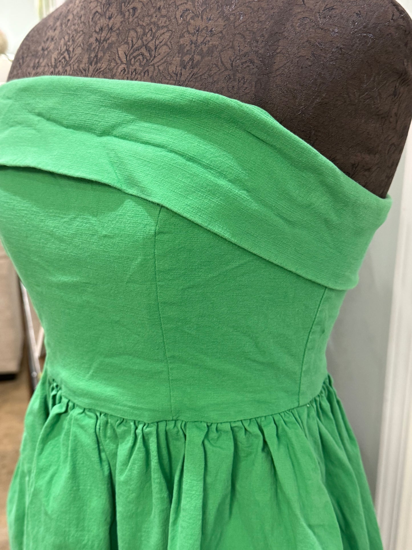Womens Green Entro Strapless Dress Large EUC