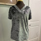 Womens Grey Crushed Velvet Blouse Size Small