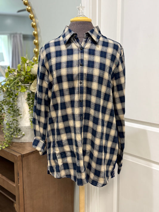 Womens Johnny Was Flannel Velvet Button Down EUC
