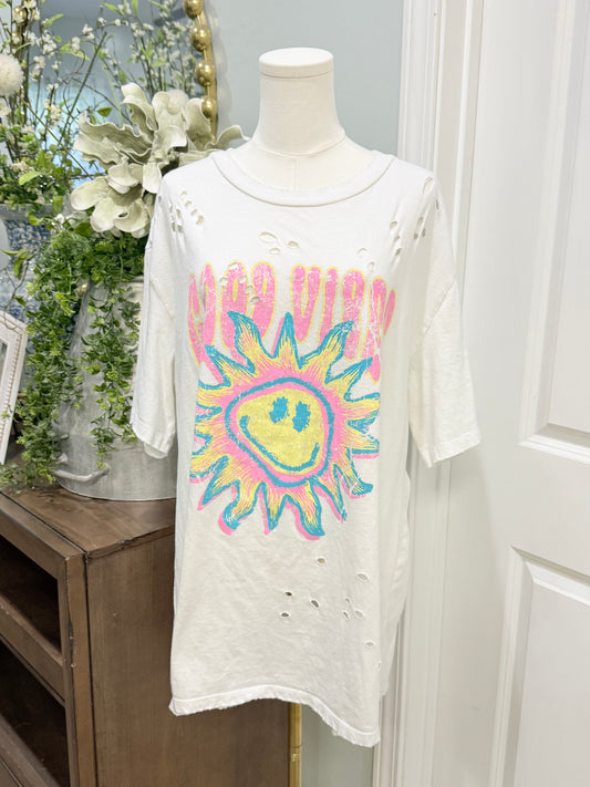 Womens Good Vibes Zutter Tshirt M/L EUC