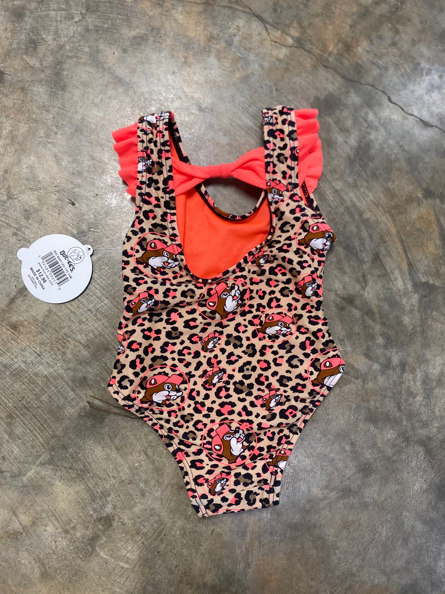 Girls Buc-ees Leopard Swimsuit Size 3/6M NWT