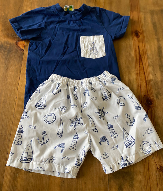 Boys Sugar Pumpkin Sailboat Set Sz 5t