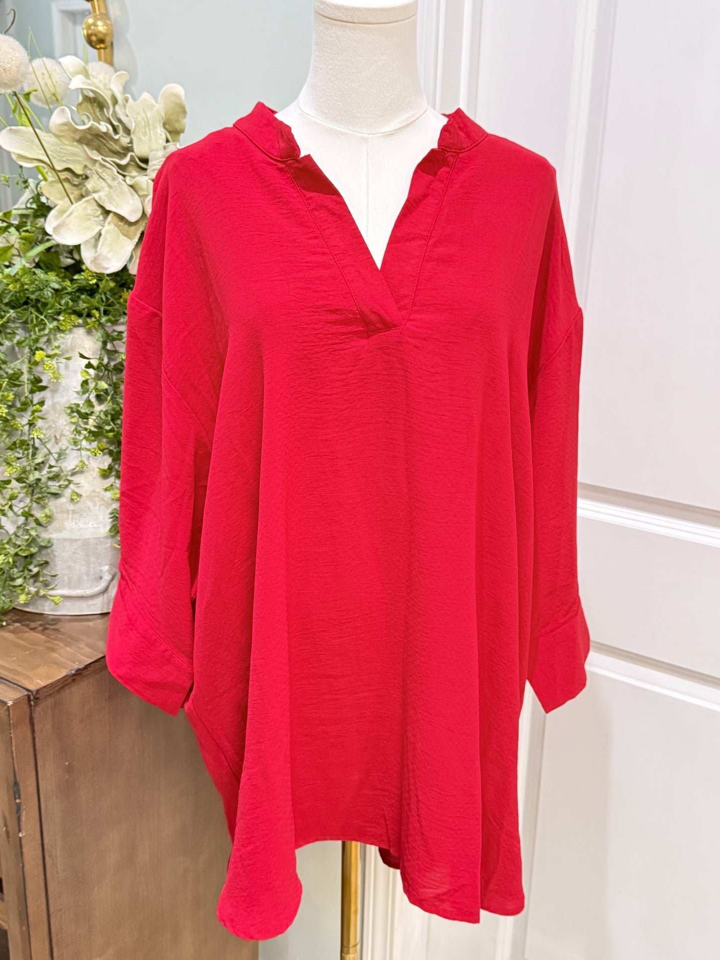 Womens Entro Red Blouse 1X EUC