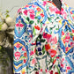 Womens Floral Blouse with Ruffle Collar Medium EUC