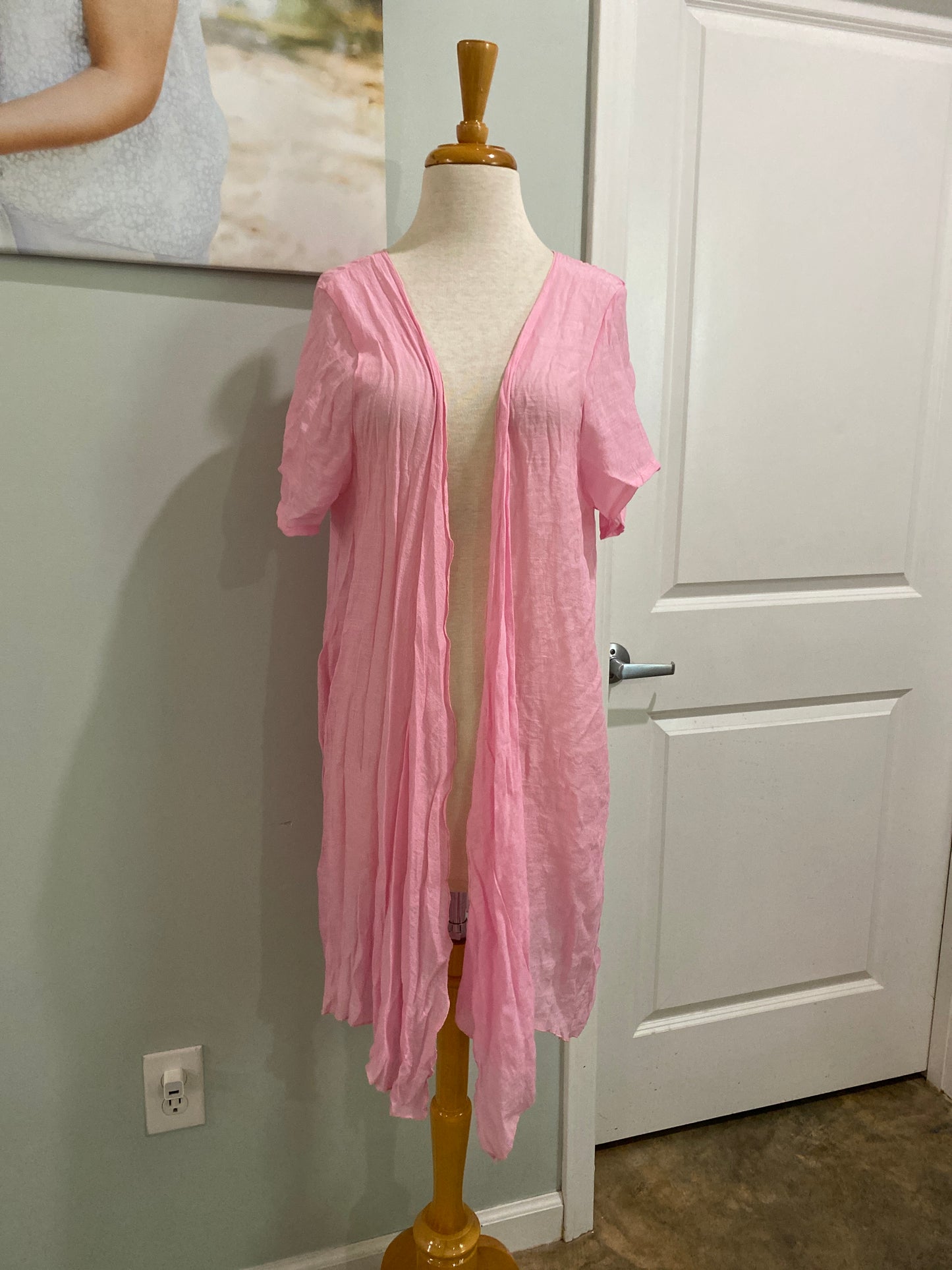 Womens Pink Sheer Cotton Cardigan Small