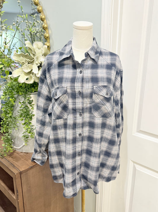 Womens Green Flannel Button Down Medium NWT