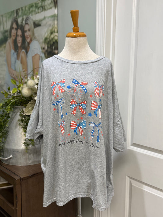 Womens Oversized Happy Birthday America Tee Size 2XL