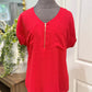 Womens Red Front Zip Carmela Blouse Large