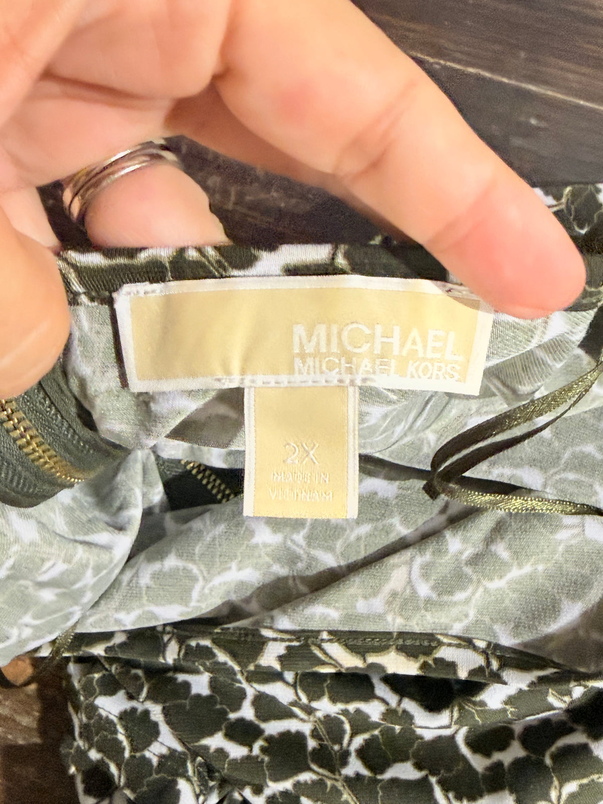 Womens Michael Kors Green Floral Dress 2X EUC