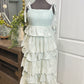 Womens Blue Ruffle Eyelet Dress Medium EUC