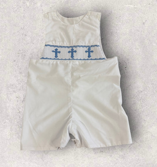 Boys Smocked Cross Romper Shortall Size 2T