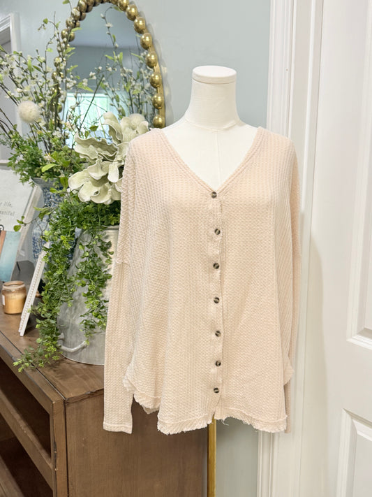 Womens In Loom Waffle Blouse Large EUC