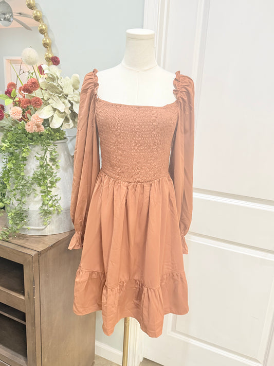 Womens Orange Smocked Bubble Dress XL NWT