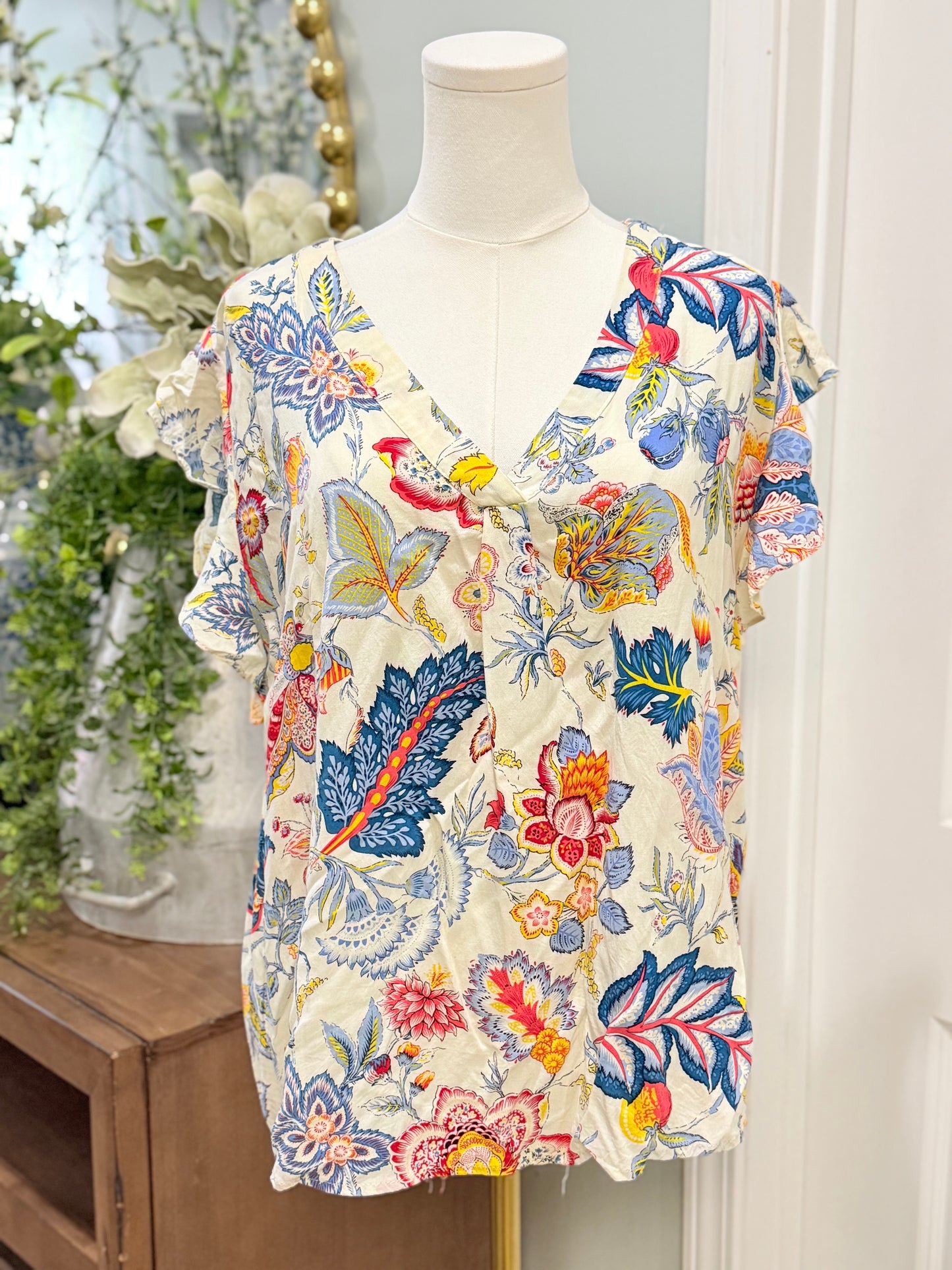 Womens Cynthia Rowley Floral Blouse 2X EUC