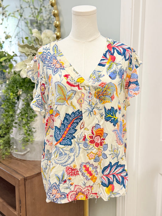 Womens Cynthia Rowley Floral Blouse 2X EUC