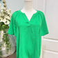 Womens Jodifl Green Puff Sleeve Blouse Small EUC