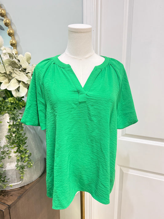 Womens Jodifl Green Puff Sleeve Blouse Small EUC