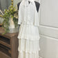 Womens White Ruffle Maxi Dress Medium EUC