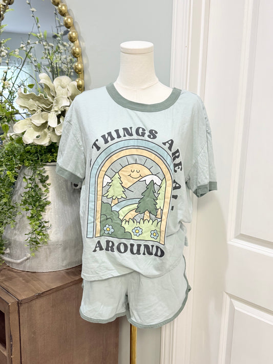 Womens Green Pajama Set Size XL EUC