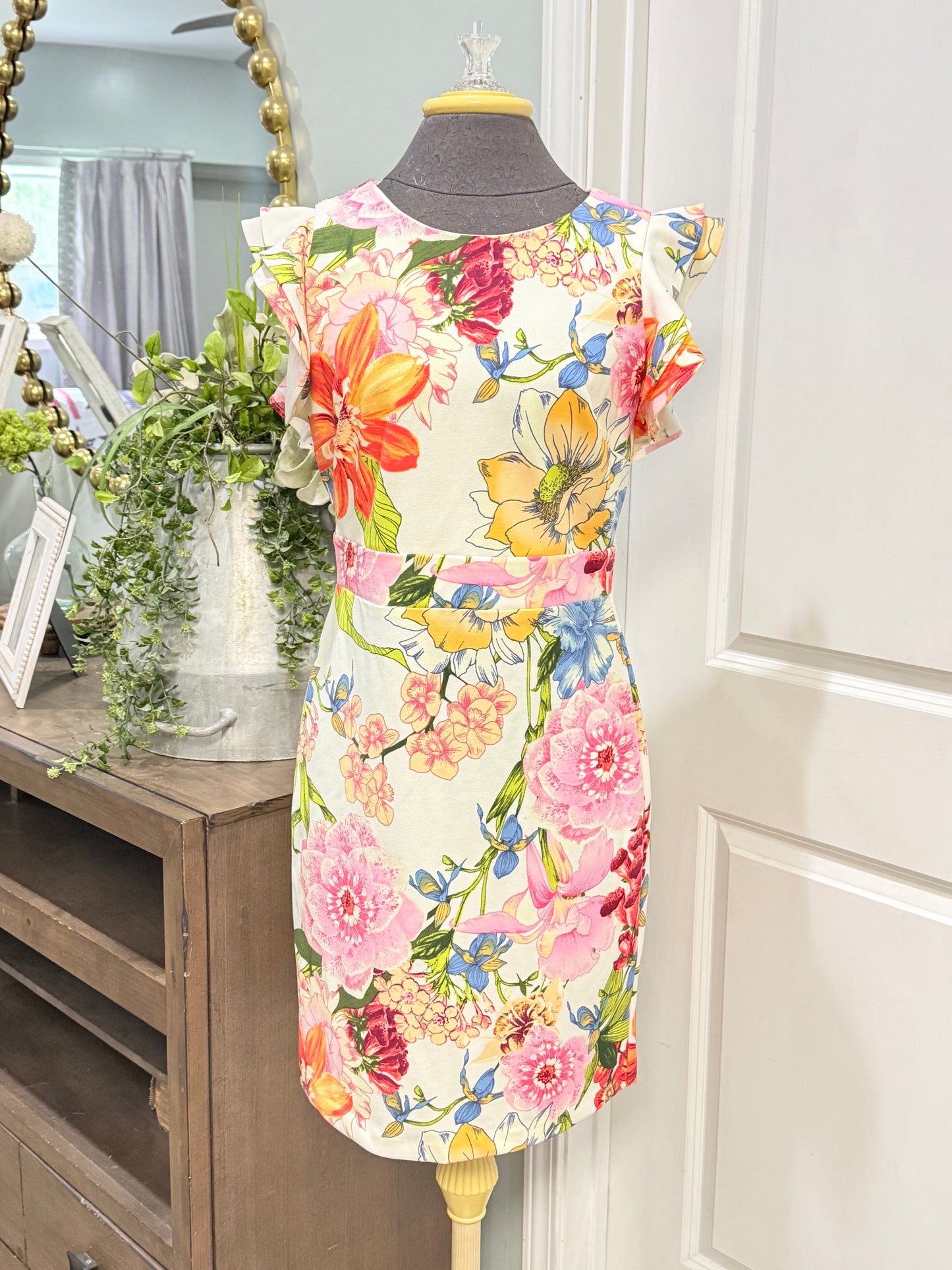 Womens Sandra Darren Floral Dress Size 6 EUC