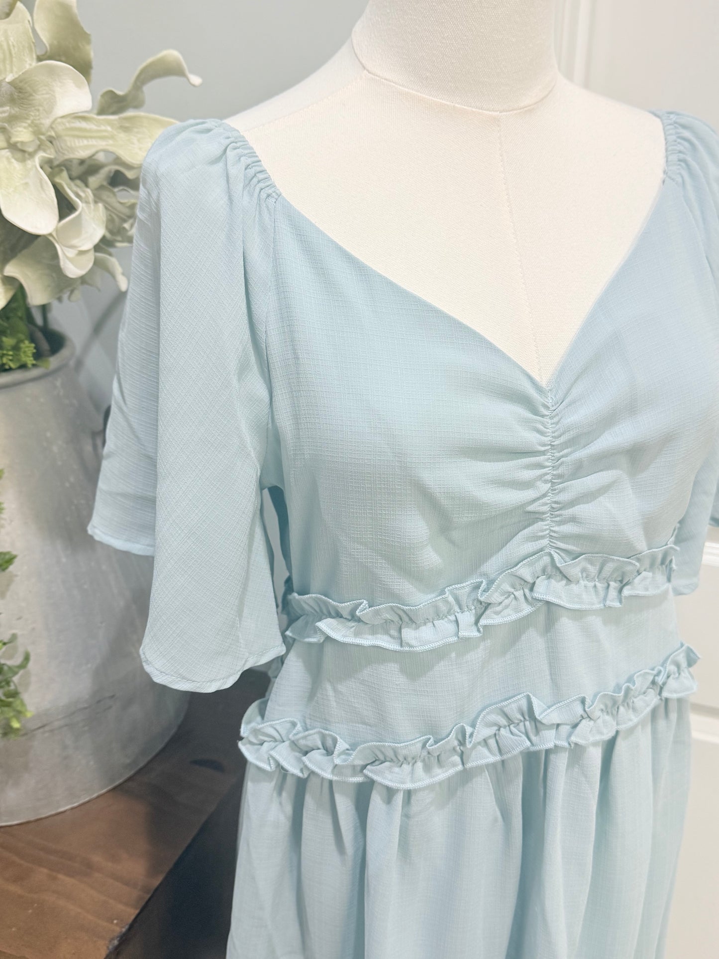 Womens Peach Love Aqua Midi Dress Medium EUC