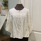 Womens Ces Femme Eyelet Blouse Size Large