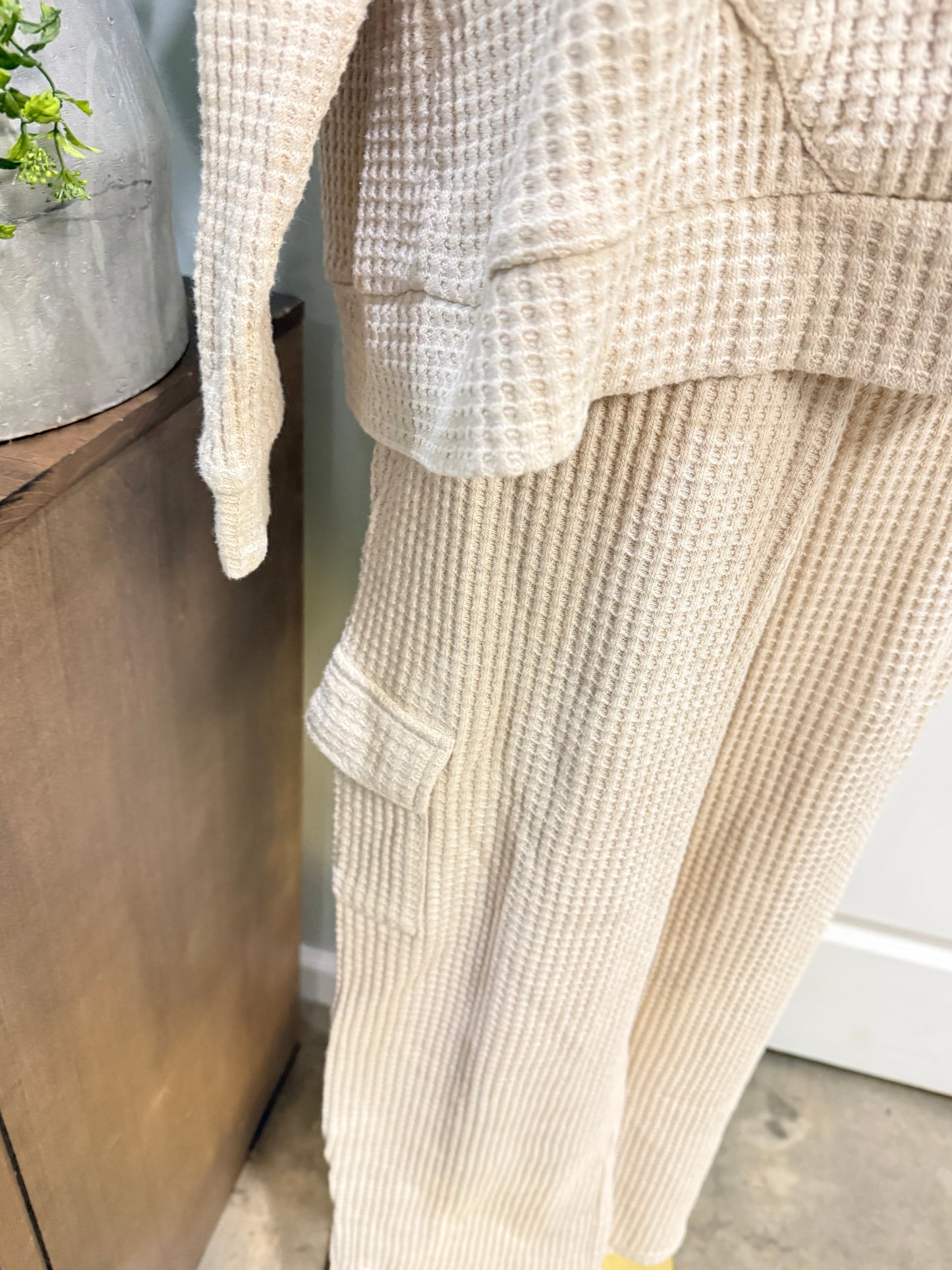 Womens 2pc Waffle Pant Set Large (12/14) EUC