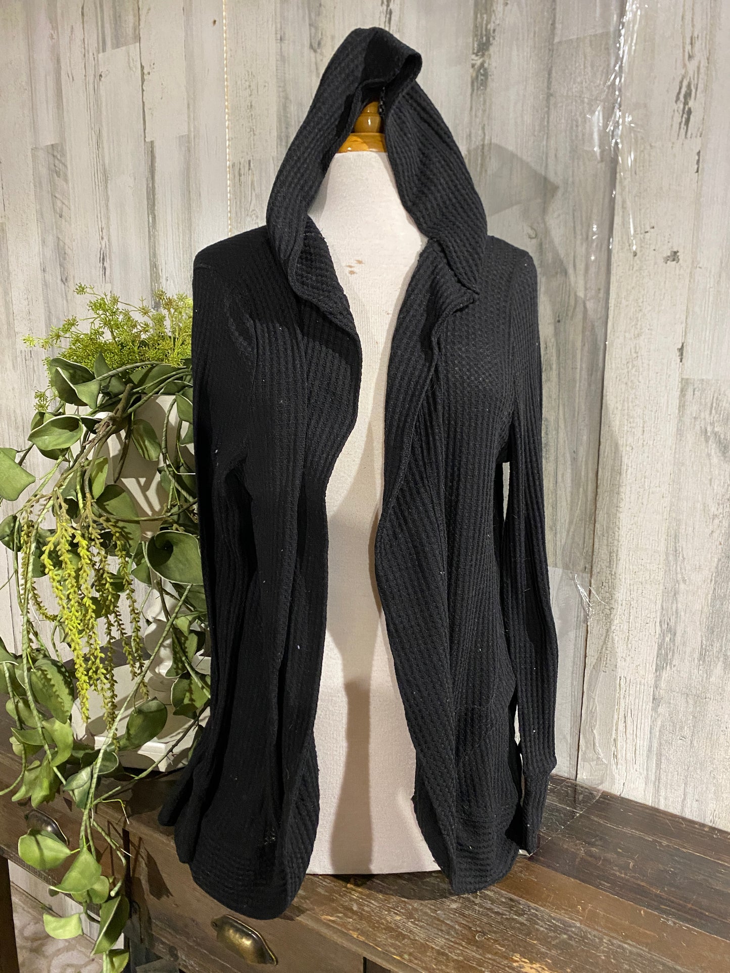 Womens Gigio Waffle Knit Hoodie Cardigan