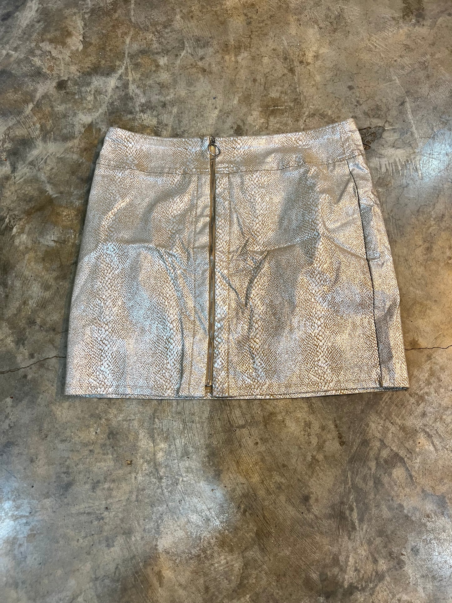 Womens Silver Snake Print Skirt XLarge