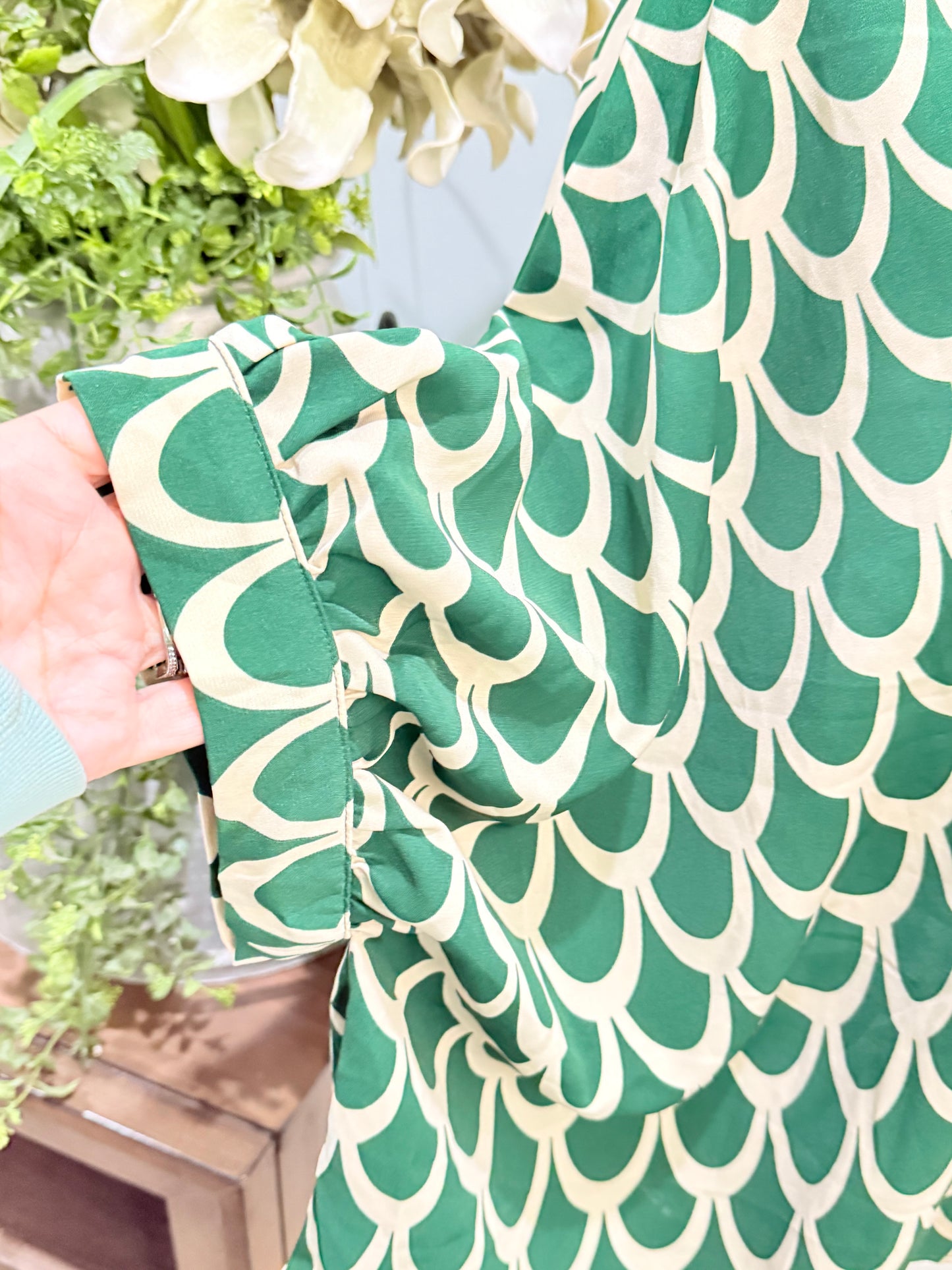 Womens EE;Some Green Blouse Small EUC