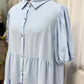 Womens Beau Blue Shirt Puff Sleeve Tiered Dress S-XL NEW