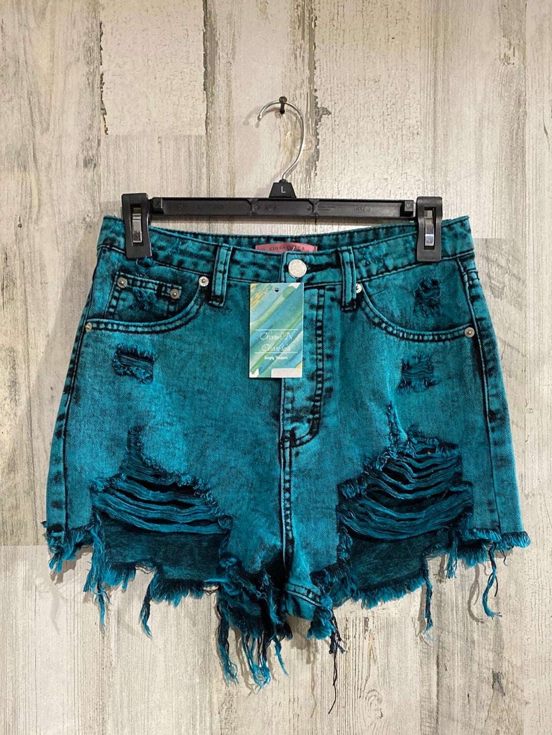 Womens NWT Signature 8 Teal Cut Off Shorts Small