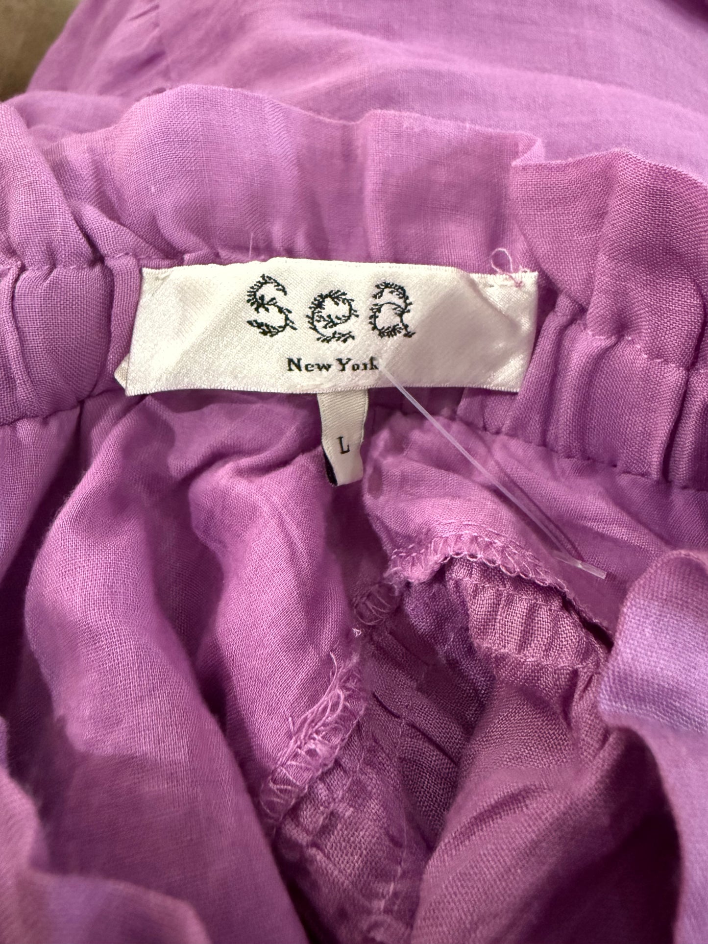 Womens SEA New York Purple Ruffle Neck Dress Large Retails for $450