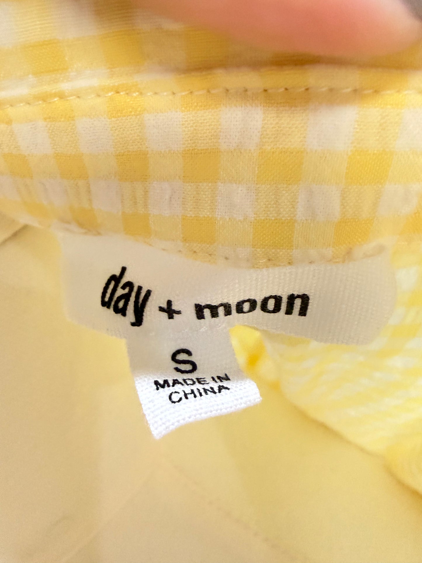 Womens Day + Moon Yellow Checkered Blouse Small EUC