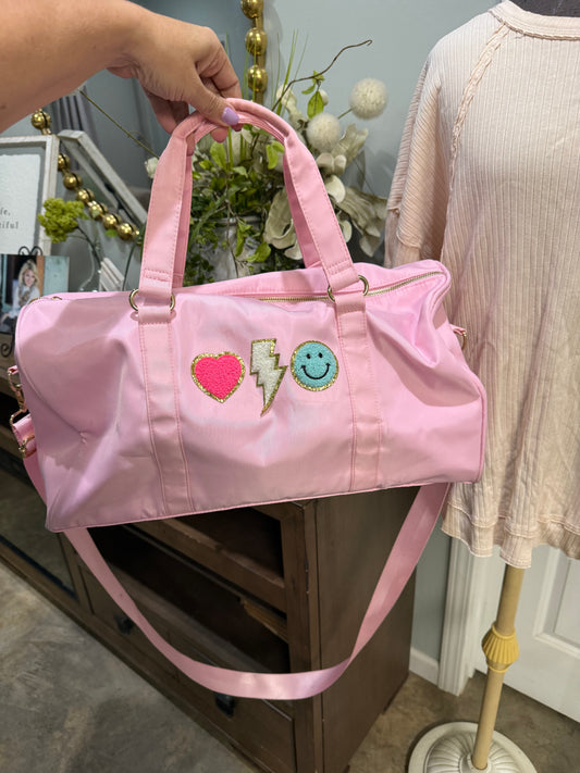 Pink Overnight/Weekend Duffle Bag with patches EUC