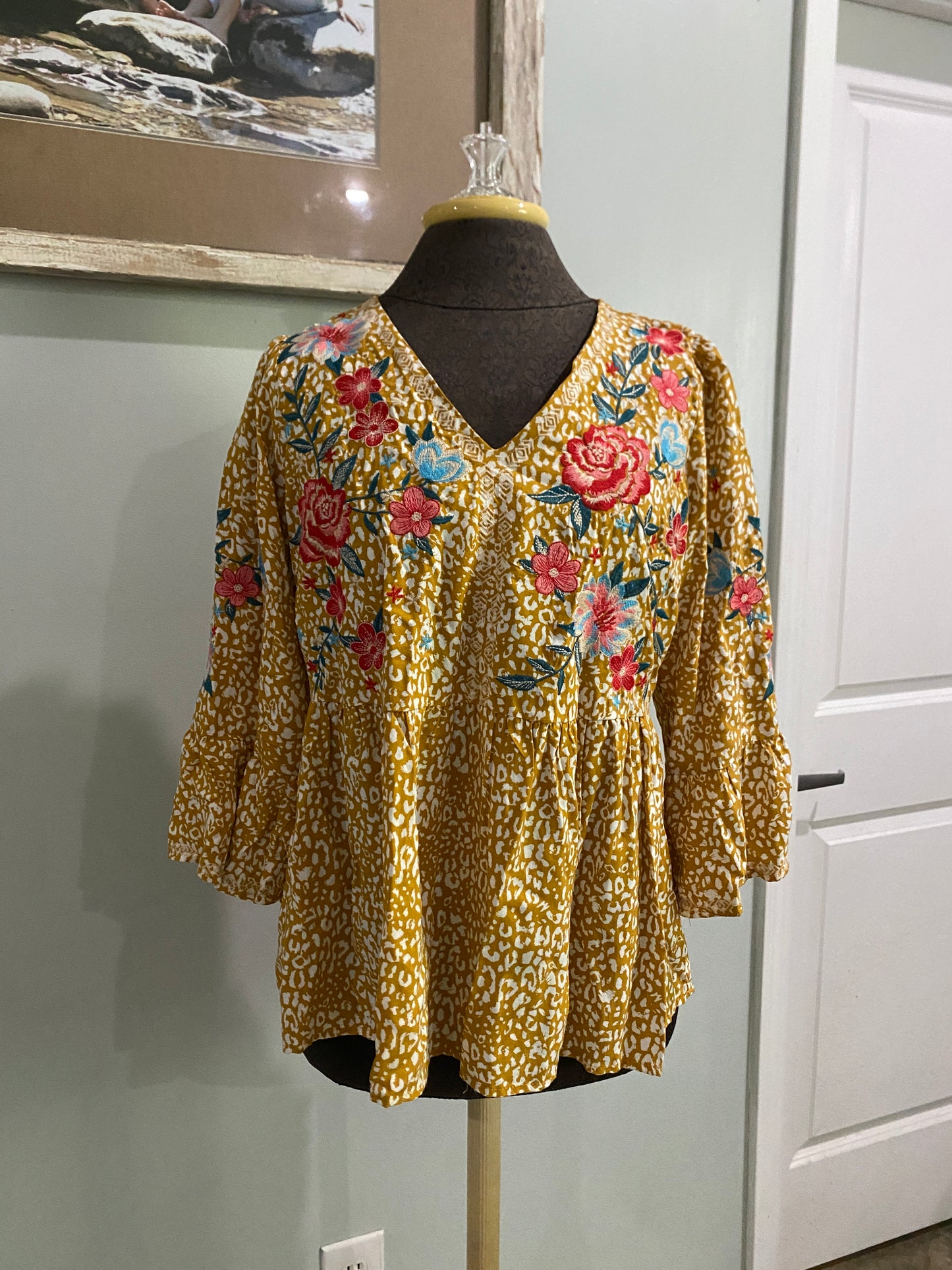 Womens Savanna Jane Embroidered Blouse Size Small