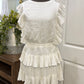 Womens TCEC White Dress Flutter Sleeve Medium EUC