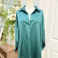 Womens Green Satin Blouse Small EUC