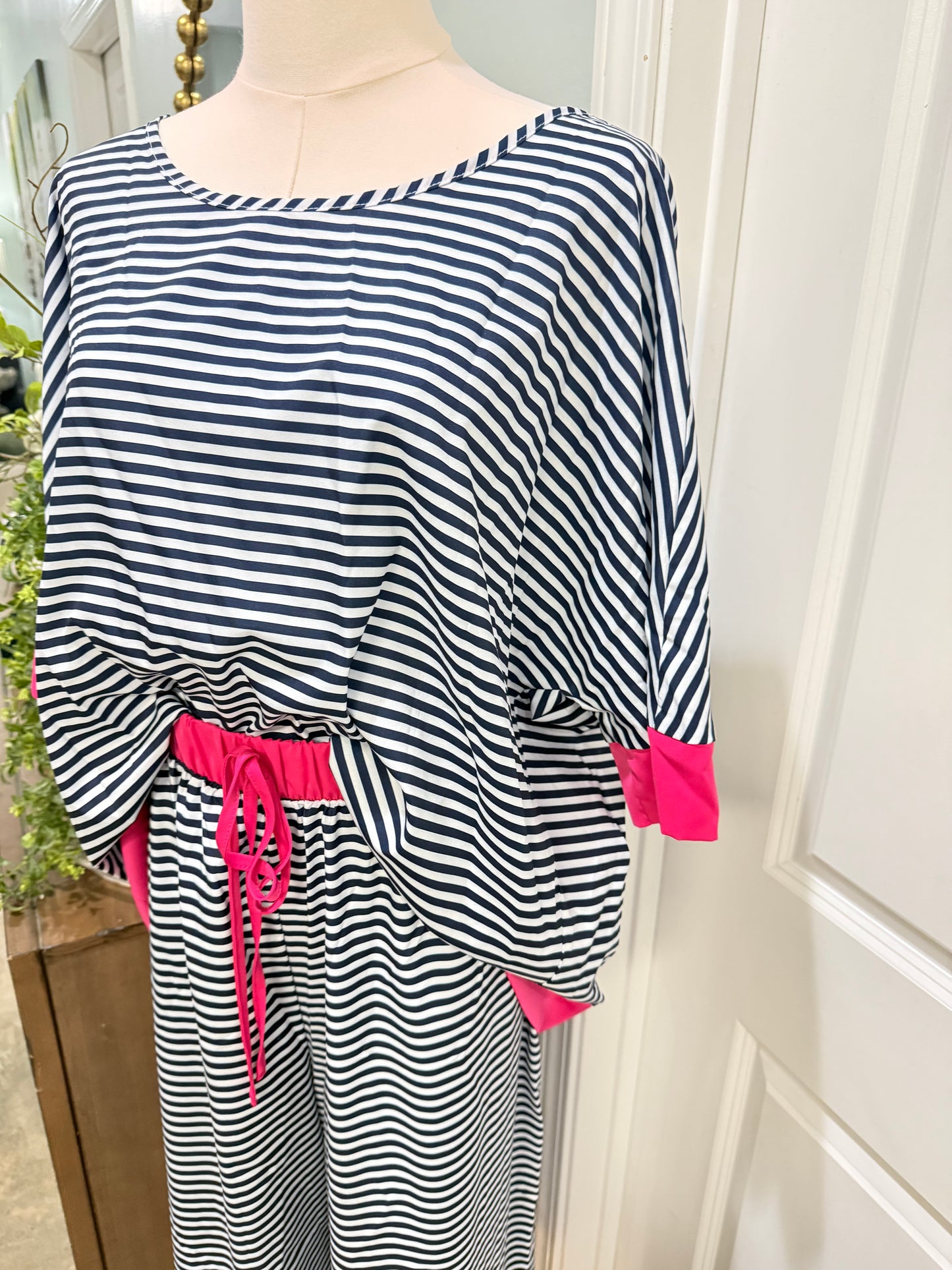 Womens Stripe 2pc Pant Set 0XL