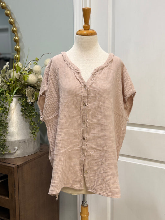Womens La Miel Raw Hem Blouse Size Large