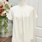 Womens Cream Pleated Blouse Small Petite EUC