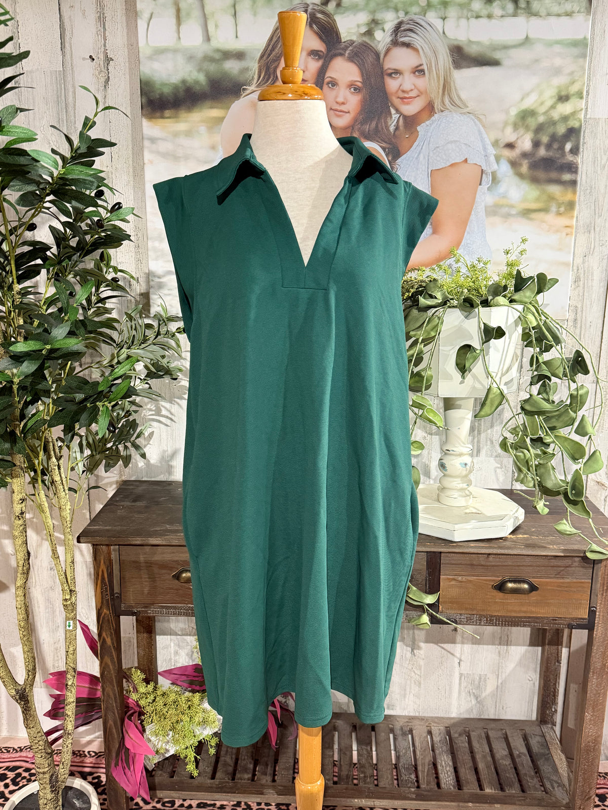 Womens Green Entro Midi Dress 1X EUC