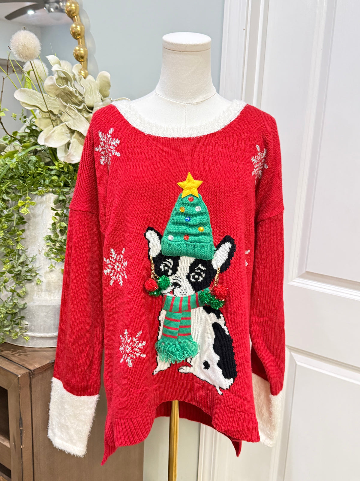 Womens French Bulldog Christmas Sweater XXL NWT