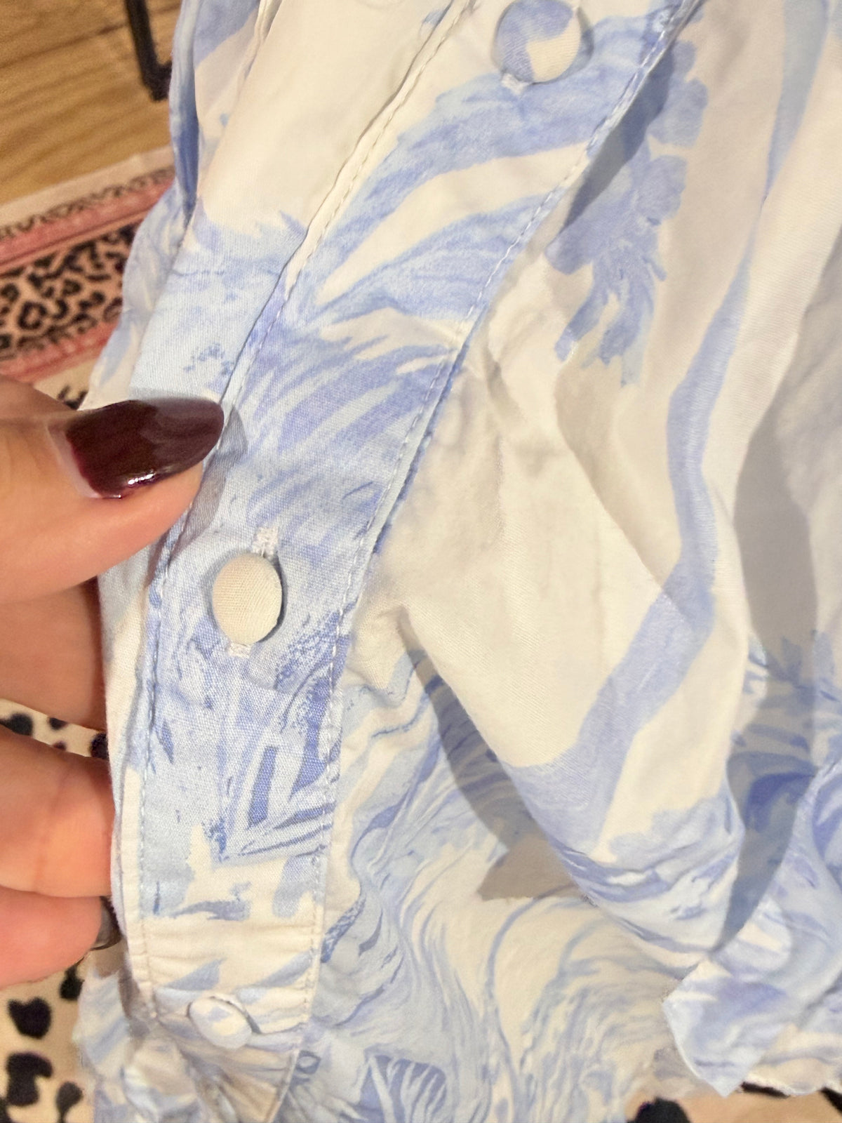 Womens Blue & White Floral Maxi Dress XL EUC