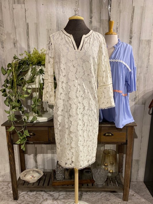 Womens Chico's Lace Eyelet Dress Size 1/Small