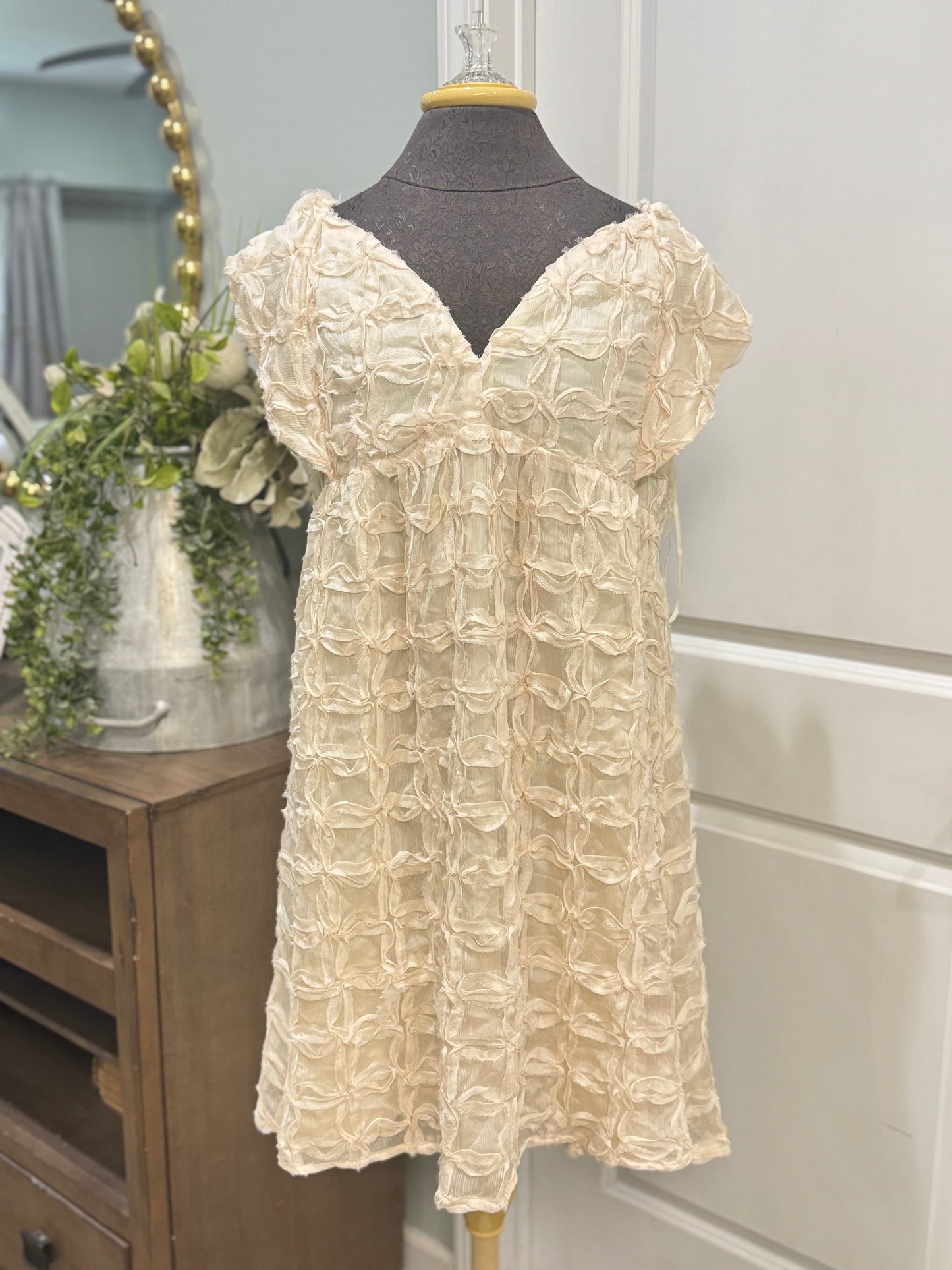 Womens Like Love Cream Dress 1X EUC