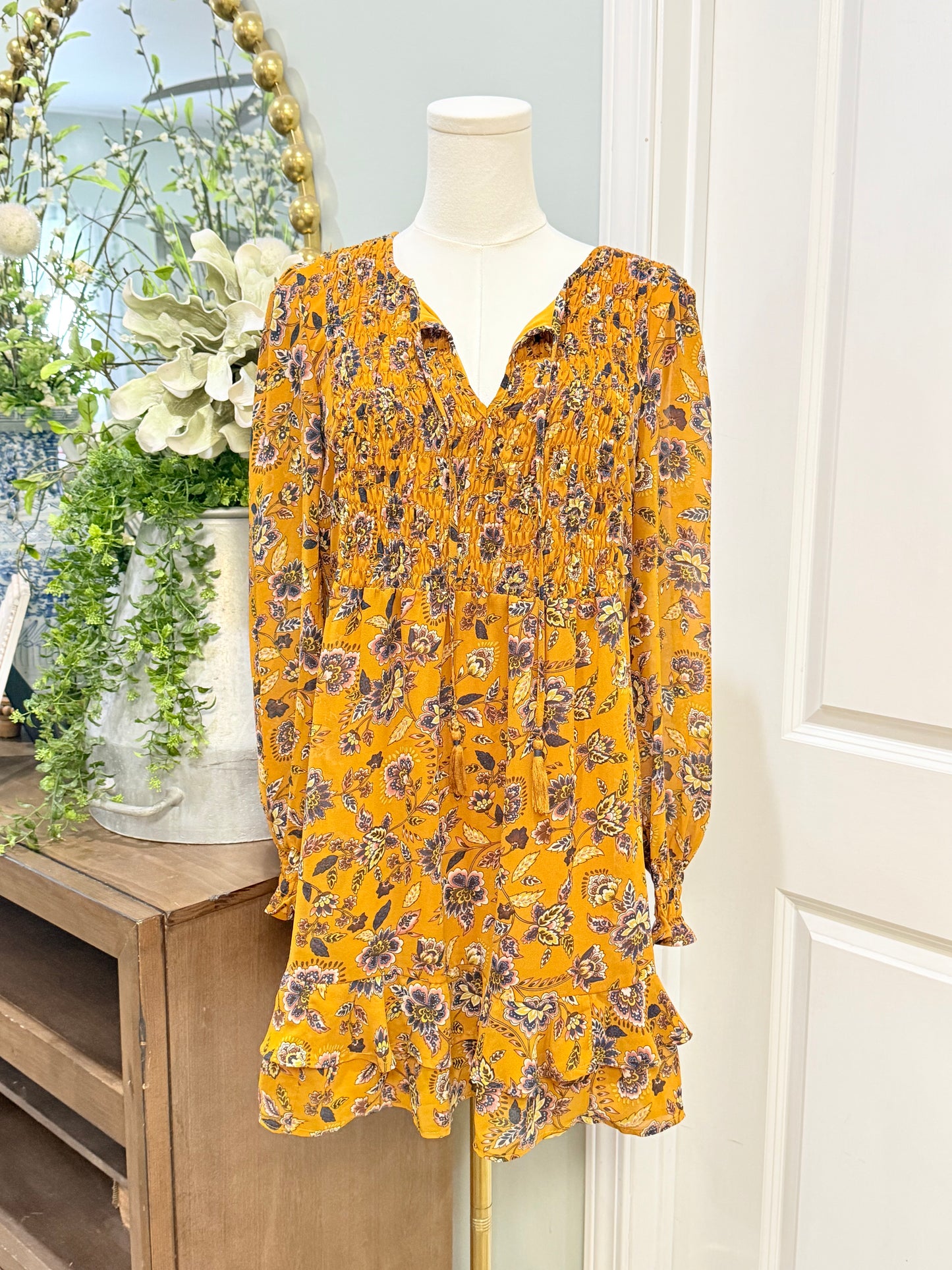 Womens Inspired Hearts Smocked Fall Dress Large EUC