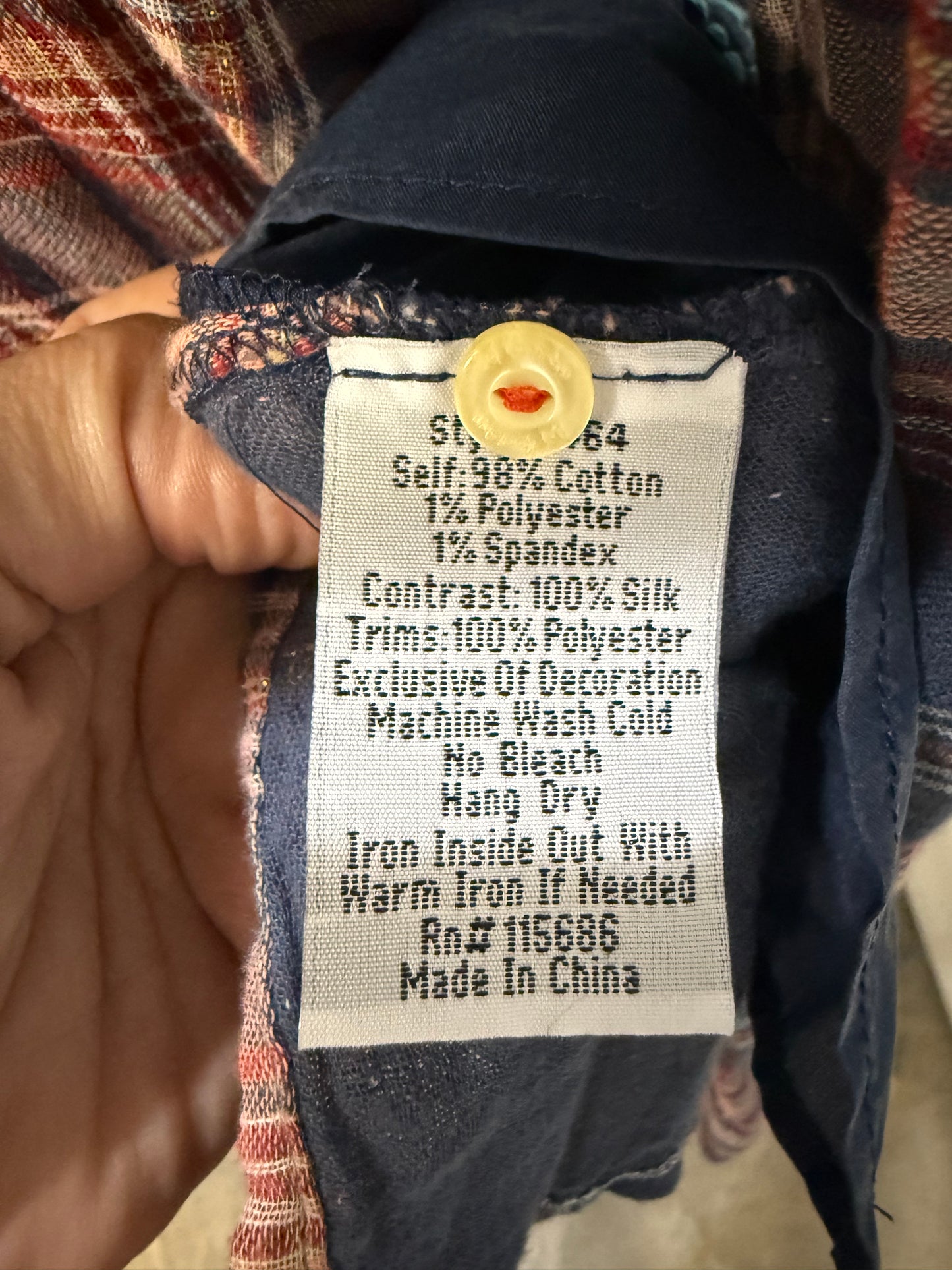 Womens Johnny Was Flannel Silk Button Down Size Small EUC