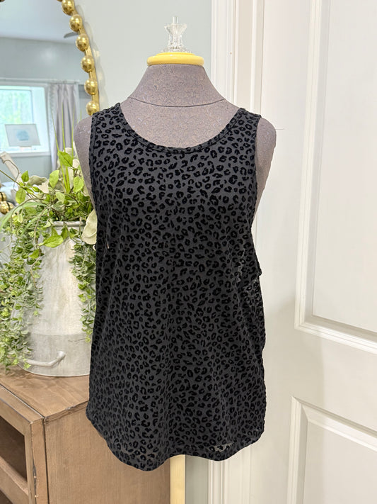 Womens Zyia Black Leopard Tank XL EUC