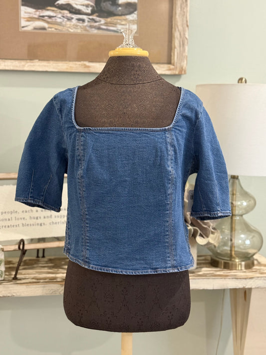 Womens Old Navy Denim Blouse XL NWT